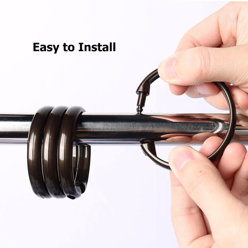 Ulable Premium Plastic Shower Curtain Rings Shower Curtain Hooks Gliding on Standard Shower Rods Easy Snap Closure (O Shape,Bronze,12Pcs) - Image 4